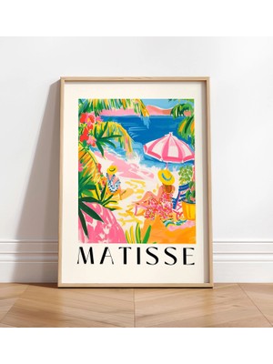 Ninastore Matisse Tarzı Plaj Baskısı: Bohem Pembe Y2K Duvar Sanatı