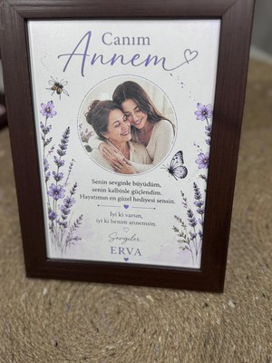Liya Anı Atölyesi Kişiye Özel Fotoğraflı Anneler Günü Çerçevesi – Canım Annem Yazılı Özel Tasarım Hediye