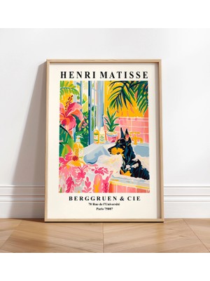 Ninastore Doberman Sanat Baskısı: Tropikal Banyo Duvar Sanatı - Matisse Tarzı
