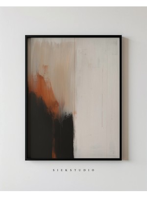 Ninastore Toprak Tonlarında Nötr Soyut Sanat Baskısı, Modern Geometrik Minimalist Duvar Sanatı - Modern