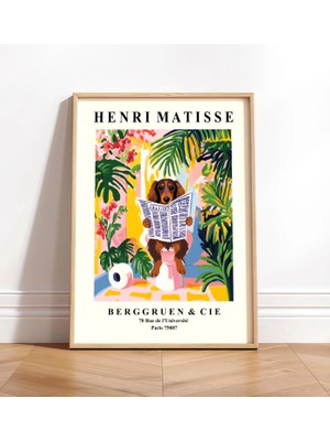 Ninastore Tuvalette Uzun Tüylü Dachshund Duvar Sanatı - Komik Matisse Banyo Baskısı