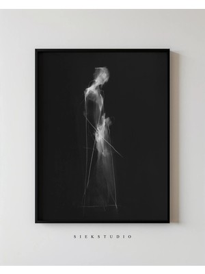 Ninastore Modern Erkek Soyut Figür Sanat Eseri - Soyut Çizgi Vücut Baskısı Siyah Beyaz Minimalist Çağdaş