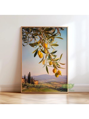 Ninastore Italyan Limon Bahçesi Duvar Sanatı - Akdeniz Mutfağı Posteri - Toskana Manzarası Baskısı - Rustik