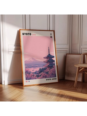 Ninastore Japon Posteri - Şehir Manzarası - Kyoto Baskısı - Pembe Duvar Sanatı