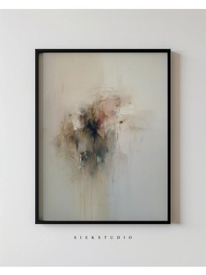 Ninastore Yumuşak Soyut Duvar Sanatı - Minimalist Ekspresyonist Dokulu Çağdaş Nötr Sanat Baskısı Modern Duvar