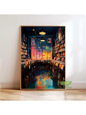 Ninastore Retro Vinil Plak Dükkanı Duvar Sanatı - Vintage Müzik Posteri - Plak Dükkanı Baskısı - Retro Albüm