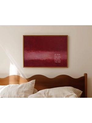 Ninastore Rothko'dan Esinlenilmiş Soyut Bordo Yağlı Boya Posteri - Büyük Boy El Çizimi Yatay Tipografi Duvar