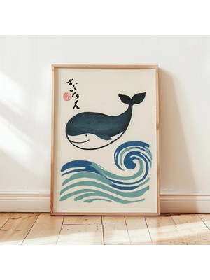 Ninastore Balina Okyanus Posteri | Japon Tarzı Duvar Sanatı Baskısı | Minimalist Deniz Illüstrasyonu | Kıyı