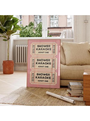 Ninastore Duşta Karaoke Bileti Baskısı: Retro Banyo Duvar Sanatı (Baskı)