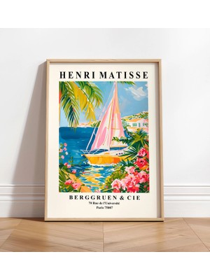 Ninastore Matisse Tarzı Yelkenli Tekne Sanat Baskısı: Yazlık Plaj Esintileri
