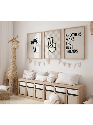 Ninastore Kardeşler En Iyi Arkadaş Olur - Tarafsız Çocuk Baskısı - Kardeş Baskısı - Yaşasın Erkeklik Posteri