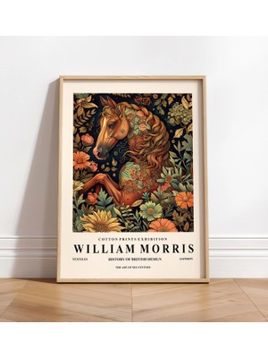 Ninastore William Morris At Baskısı: Koyu Çiçekli Kır Evi Tarzı Duvar Sanatı