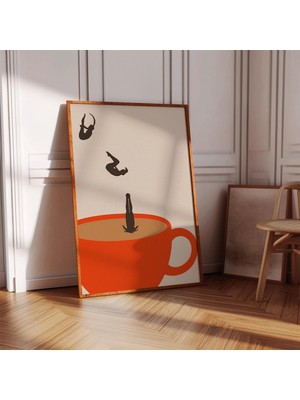 Ninastore Minimalist Kahve Baskısı - Sürreal Kafein Posteri - Orta Çağ Modern Duvar Dekoru - Retro Mutfak