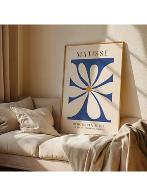 Ninastore Mavi Matisse Baskısı – Soyut Çiçek Yaprağı Duvar Sanatı | Minimalist Mavi Matisse Duvar Sanatı