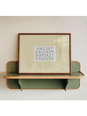 Ninastore Alfabe Baskılı - Vintage Oyun Odası Posteri - Sarı Çizgili Duvar Sanatı (Baskı - Yatay)
