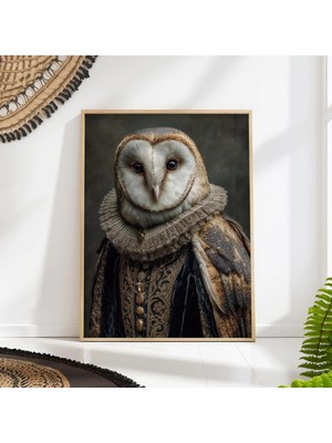 Ninastore Baykuş Duvar Sanatı Viktorya Rönesans Hayvan Portresi Baskısı
