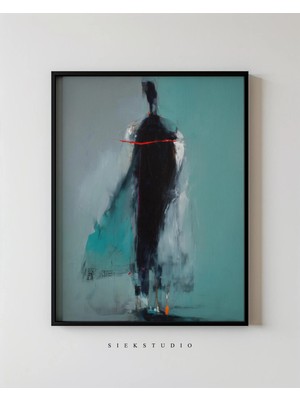 Ninastore Minimalist Soyut Kadın Portresi Sanat Baskısı - Çağdaş Figüratif Illüstrasyon - Nötr Modern Yatak