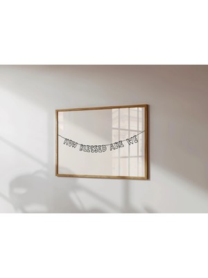 Ninastore Ne Kadar Şanslıyız Baskı - El Çizimi Tipografi Poster - Minimalist Modern Dekor (Baskı -