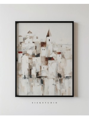 Ninastore Soyut Şehir Duvar Sanatı - Nötr Avrupa Şehir Baskısı - Nötr Mimari Sanat Eseri - Iskandinav Modern