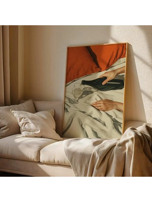 Ninastore Beyaz Şarap Dökme Sanat Baskısı - Kadınsı Retro Duvar Sanatı - Cesur ve Sıradışı Yatak Odası