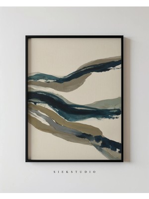 Ninastore Minimalist Organik Nehir Dalgalı Çizgiler Sanat Baskısı - Soyut Toprak Tonlu Modern Manzara Sanatı