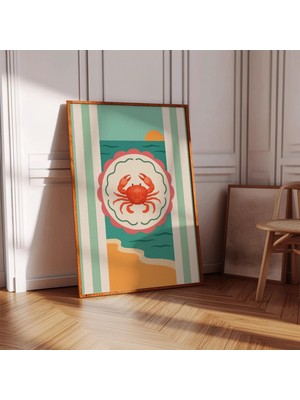 Ninastore Yengeç Plajı Sanat Baskısı: Renkli Tatil Evi Dekorasyonu (Baskı)
