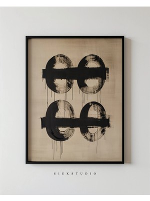Ninastore Soyut Daireler Tablosu - Modern Nötr Sanat Baskısı - Minimalist Duvar Sanatı - Bej ve Siyah