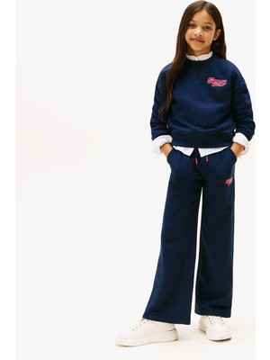 Tommy Hilfiger Wide Leg Varsity Flock Çocuk Lacivert Eşofman Altı
