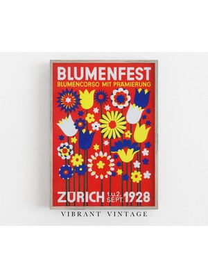 Ninastore Isviçre Çiçek Festivali Sanat Baskısı: Retro Seyahat Posteri (Baskı)