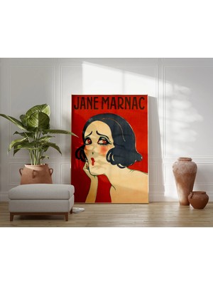 Ninastore Jane Marnac'ın Vintage Fransız Sanat Portresi: Renkli Duvar Sanatı (Baskı)