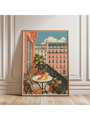 Ninastore Paris Balkon Baskısı - Sevgililer Günü Hediyesi - Vintage Sanat - Baskılar - Pembe Baskılar -