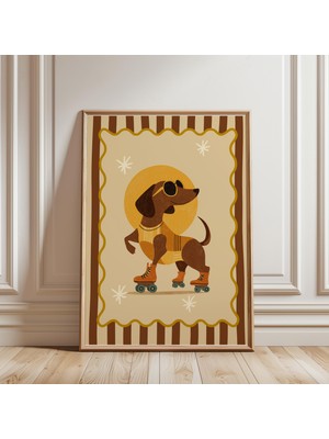 Ninastore Dachshund Paten Baskısı - Çocuk Odası Dekorasyonu - Köpekler - Kahverengi Dekorasyon - Erkek Çocuk