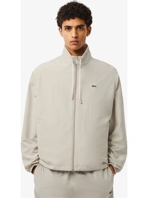 Lacoste Erkek Regular Fit Kapüşonlu Gri Yağmurluk