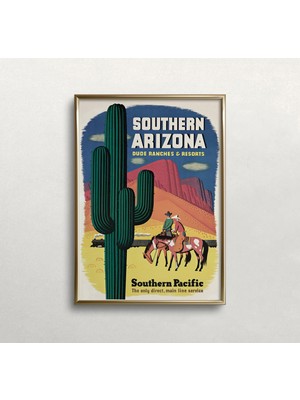 Ninastore Eski Arizona Seyahat Posteri: Güney Çölü Kaktüs Sanatı (Baskı)