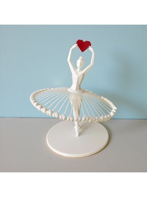 Major Hobi 3D Baskı Kalpli Balerin Biblo Dekoratif Masa Süsü 19,5 cm Modern Ev Dekoru