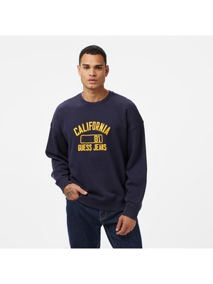 Guess Jeans Erkek Lacivert Sweatshirt