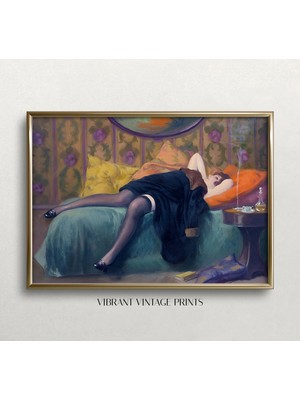 Ninastore Yatan Kadın Vintage Portresi: 19. Yüzyıl Sanatı (Baskı)