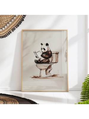 Ninastore Panda Banyo Sanat Baskısı – Komik Tuvalet Duvar Dekoru