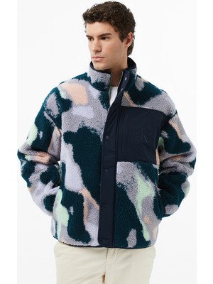 Calvin Klein Jacquard 5 Sherpa  Erkek Mavi Sweatshirt