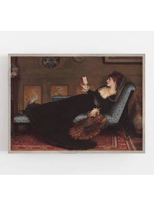 Ninastore Vintage Kadın Kitap Okuyor Sanat Baskısı: Zarif Portre (Baskı)