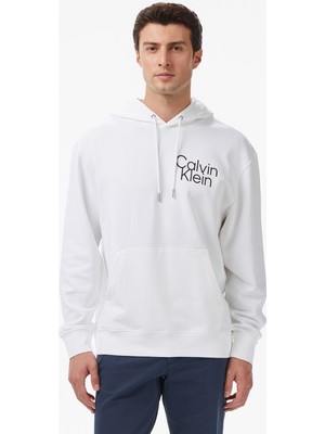 Calvin Klein Terry Graphic Erkek Beyaz Sweatshirt