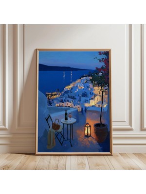 Ninastore Yunan Balkon Baskısı - Sahil Duvar Sanatı - Yatak Odası Dekorasyonu - Oturma Odası Duvar Sanatı -