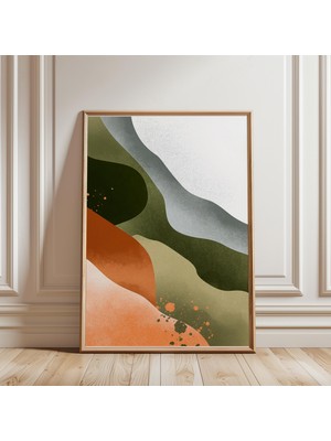 Ninastore Toprak ve Yeşil Soyut Baskı - Toprak Dekorasyon - Ev Ortamı Duvar Sanatı - Modern Duvar Dekorasyonu