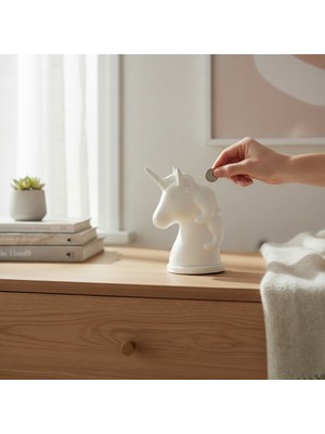Major Hobi 3D Baskı Unicorn Kumbara 20x14x11 cm Dekoratif Çocuk Odası Para Kutusu