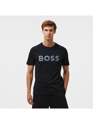 Boss Tape Logo Erkek Mavi T-Shirt
