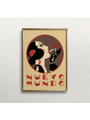 Ninastore Art Deco Kadın Portresi Baskısı - Vintage Ispanyol Sanatı (Baskı)