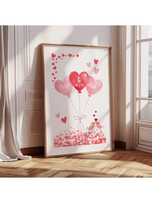 Ninastore Kişiye Özel Çift Balonları ve Kalpler Baskısı - Sevgililer Günü Hediyeleri - Özel Baskı - Kız