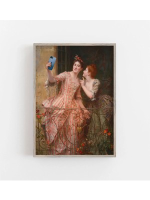 Ninastore Komik Viktorya Dönemi Kadınları Selfie Sanat Baskısı: Değiştirilmiş Vintage Dekor (Baskı)