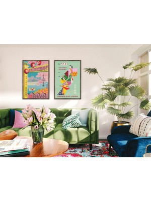 Ninastore Vintage Japonya Seyahat Poster Seti: Kimono ve Sakura Sanatı (Yazdırılabilir Baskı)