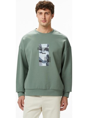 Boss Stenson Zone Erkek Yeşil Sweatshirt